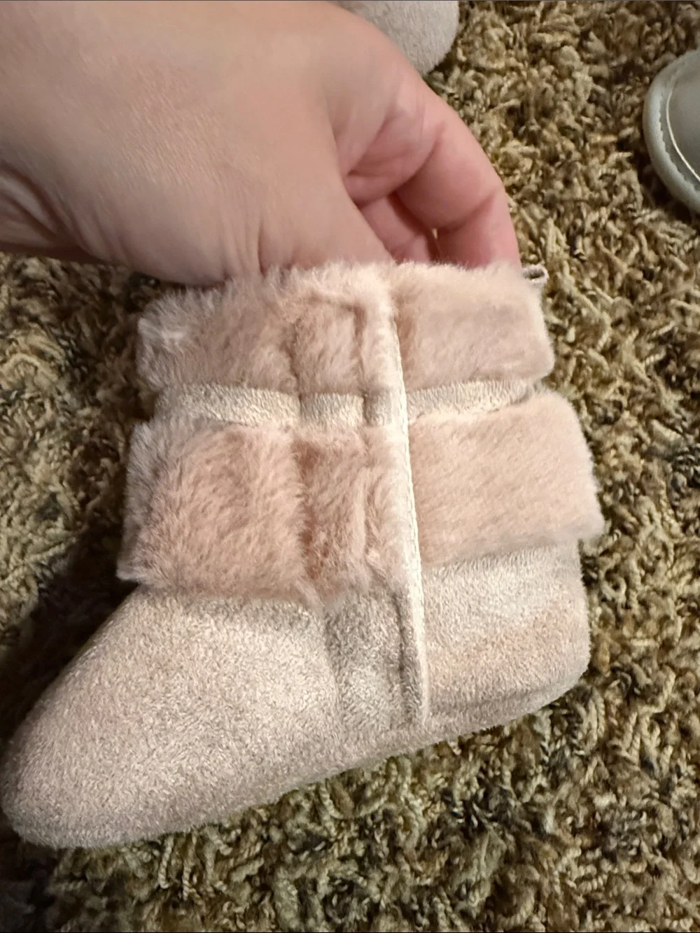 3-6 months baby boots Pink & Gray Faux Fur